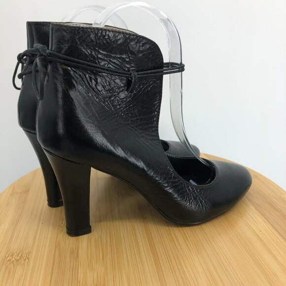 Friis and Company Black leather round toe tie front heels size 6.5 (EU 37) - Picture 6 of 14